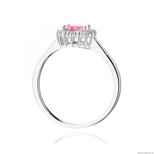 Pierścionek W0572 Różowy Topaz 0,60ct białe złoto 375
