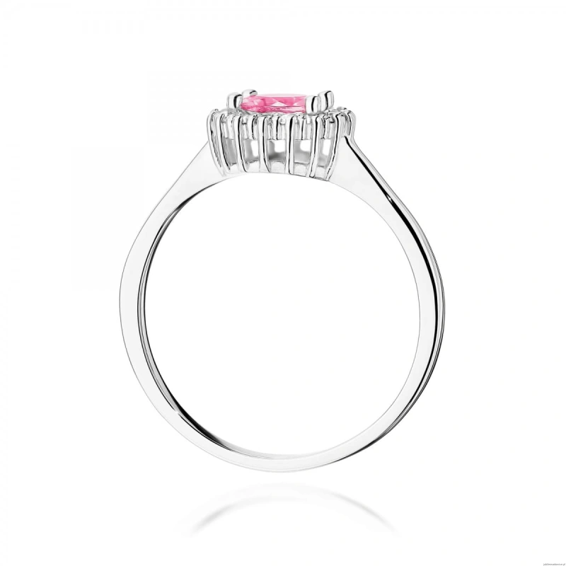 Pierścionek W0572 Różowy Topaz 0,60ct białe złoto 375