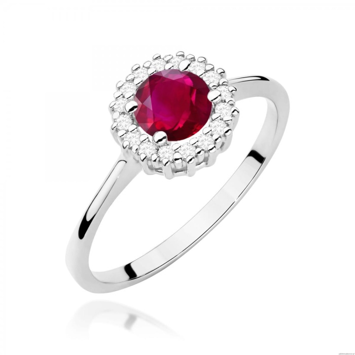 Pierścionek W0572 Rubin 0,60ct białe złoto 375