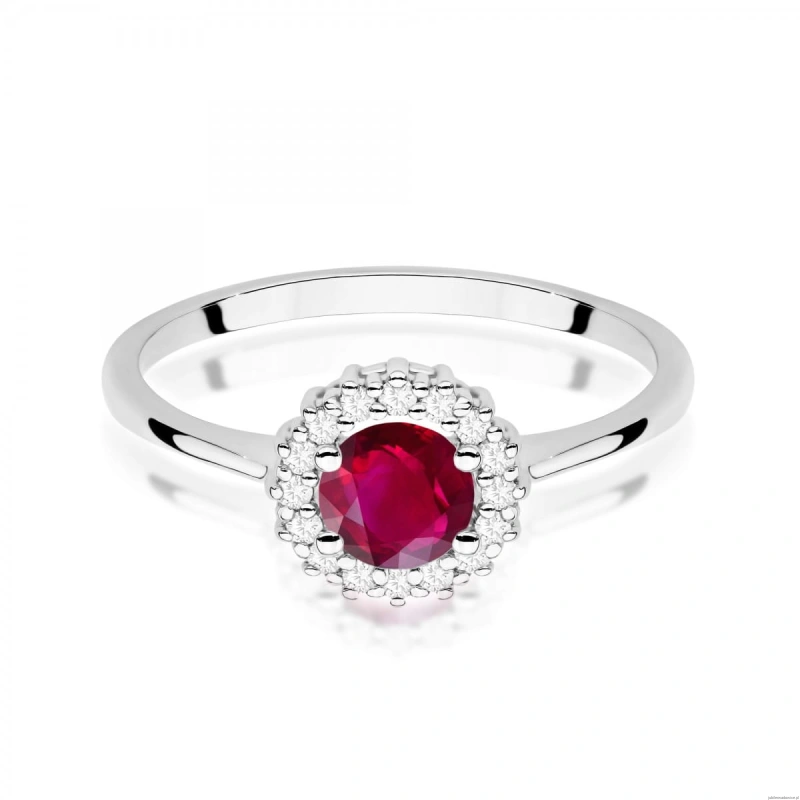 Pierścionek W0572 Rubin 0,60ct białe złoto 375