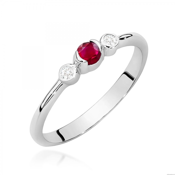 Pierścionek W0620 Rubin 0,15ct białe złoto 375