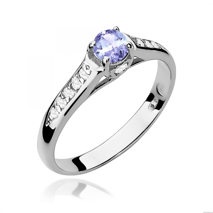 Pierścionek W0016 Tanzanit 0,35ct białe złoto 375