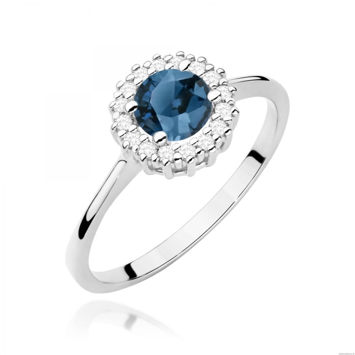 Pierścionek W0572 Topaz London Blue 0,50ct białe złoto 375