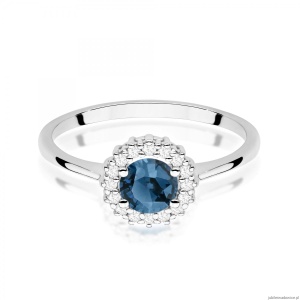 Pierścionek W0572 Topaz London Blue 0,50ct białe złoto 375