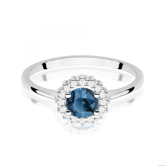 Pierścionek W0572 Topaz London Blue 0,50ct białe złoto 375