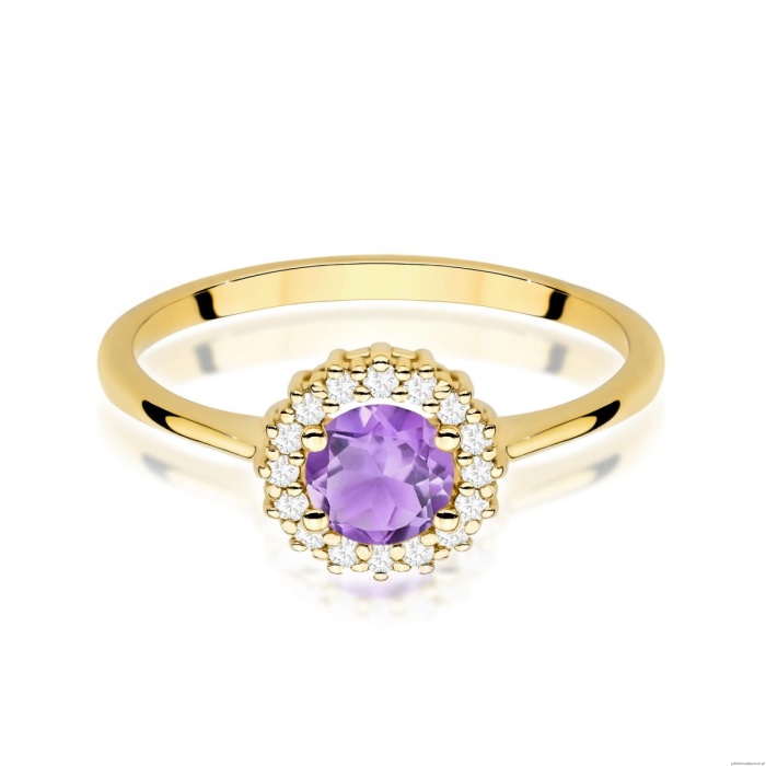 Pierścionek W0572 Ametyst 0,50ct żółte złoto 375