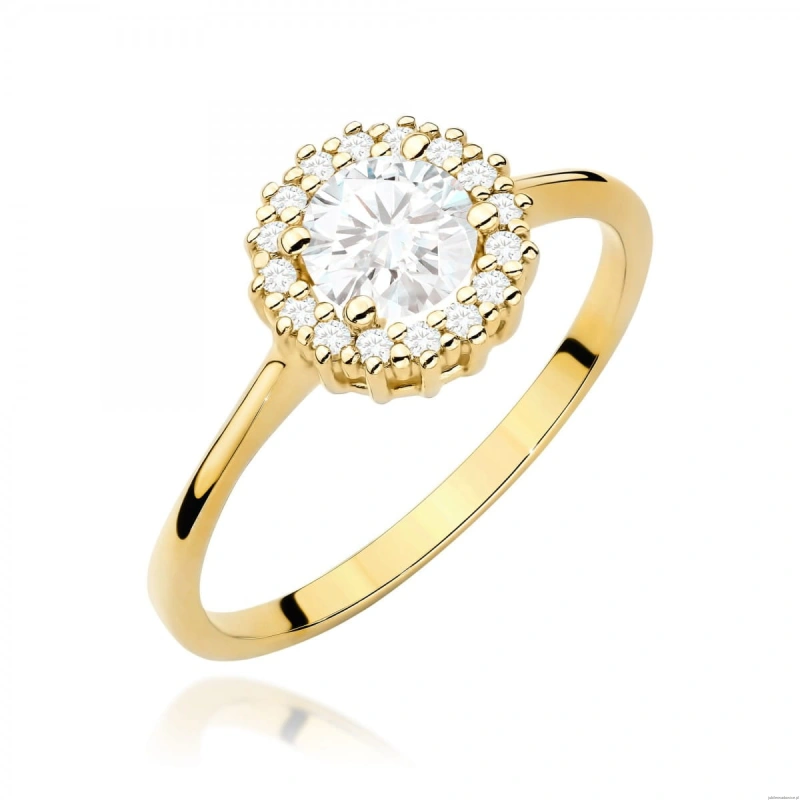 Pierścionek W0572 Biały Szafir 0,60ct żółte złoto 375