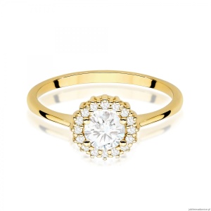 Pierścionek W0572 Biały Szafir 0,60ct żółte złoto 375
