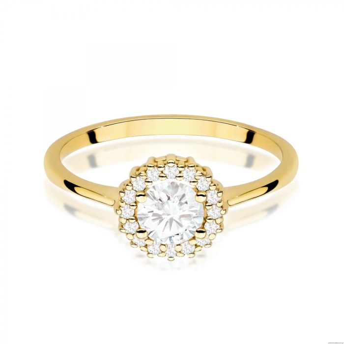 Pierścionek W0572 Biały Szafir 0,60ct żółte złoto 375