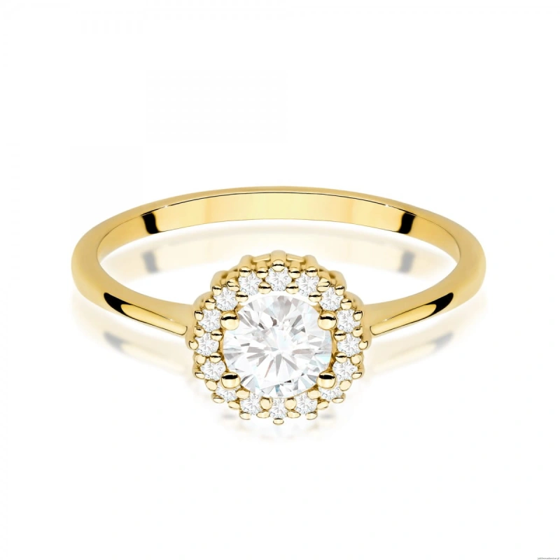Pierścionek W0572 Biały Szafir 0,60ct żółte złoto 375