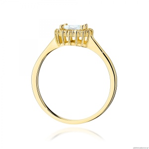 Pierścionek W0572 Biały Szafir 0,60ct żółte złoto 375