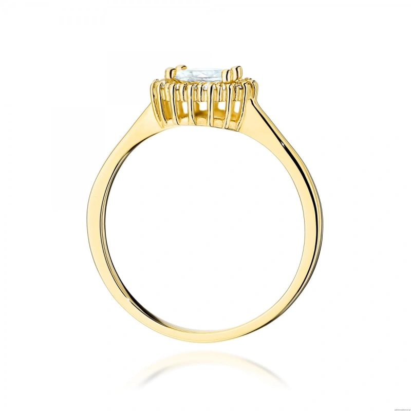 Pierścionek W0572 Biały Szafir 0,60ct żółte złoto 375