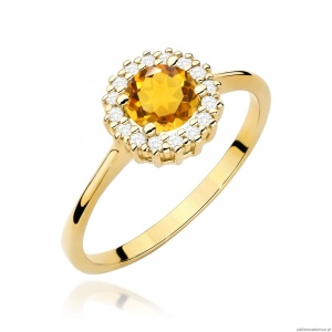 Pierścionek W0572 Cytryn 0,50ct żółte złoto 375