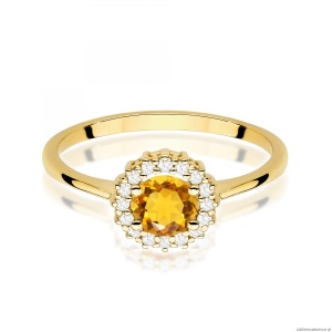 Pierścionek W0572 Cytryn 0,50ct żółte złoto 375