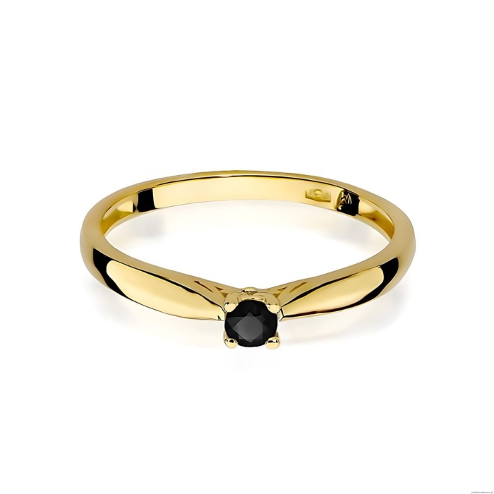 Pierścionek W0045 Czarny Diament 0,12ct żółte złoto 375