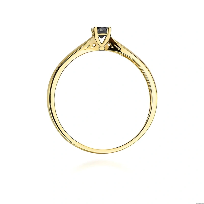 Pierścionek W0045 Czarny Diament 0,12ct żółte złoto 375