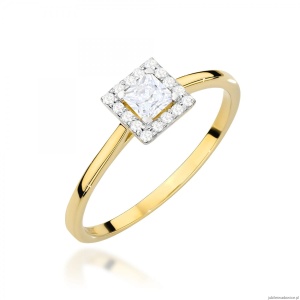 Pierścionek W0590 Diament 0,15ct żółte złoto 375