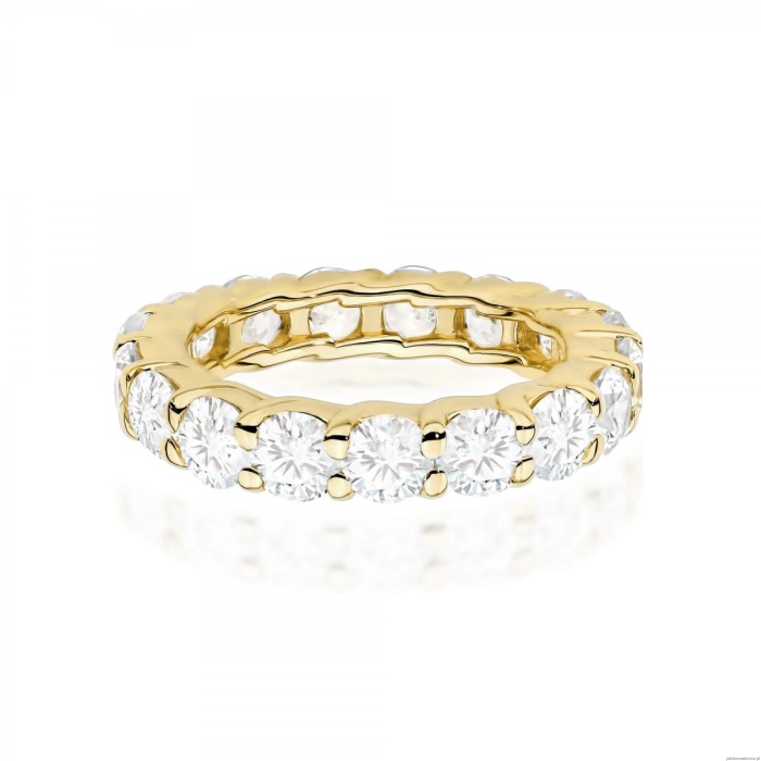 Pierścionek W0516 z diamentami laboratoryjnymi żółte złoto 375