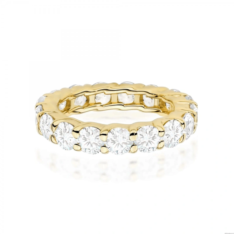 Pierścionek W0516 z diamentami laboratoryjnymi żółte złoto 375