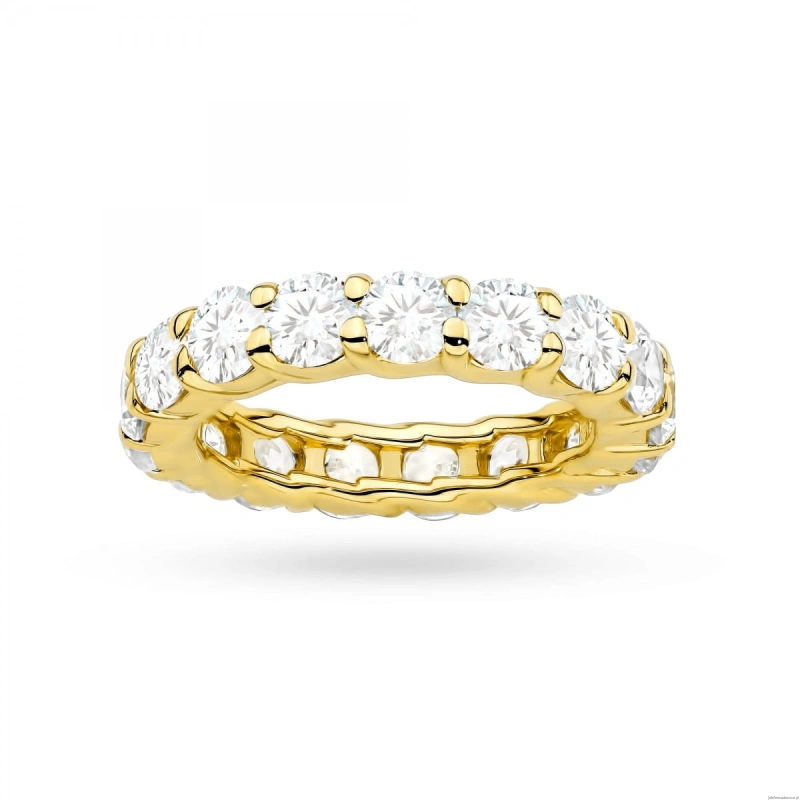 Pierścionek W0516 z diamentami laboratoryjnymi żółte złoto 375