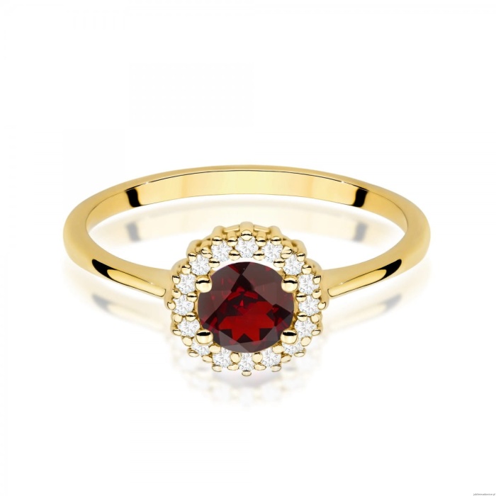 Pierścionek W0572 Granat 0,60ct żółte złoto 375
