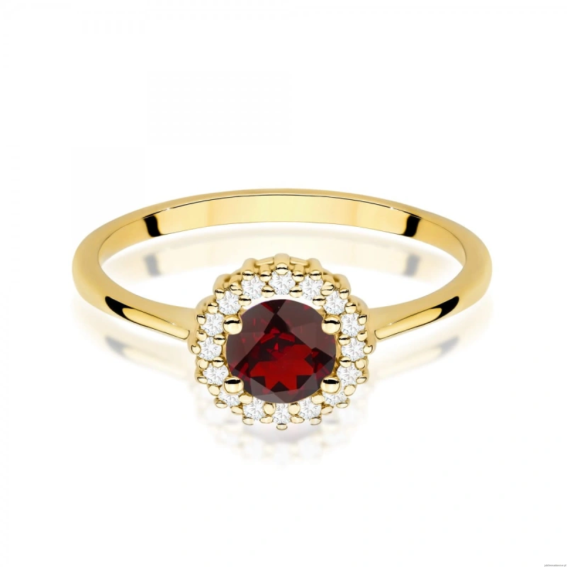 Pierścionek W0572 Granat 0,60ct żółte złoto 375