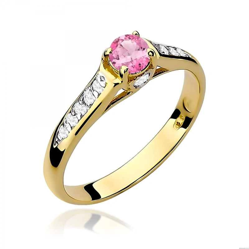 Pierścionek W0016 Różowy Topaz 0,30ct żółte złoto 375