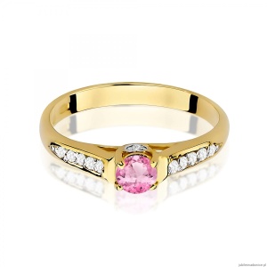 Pierścionek W0016 Różowy Topaz 0,30ct żółte złoto 375