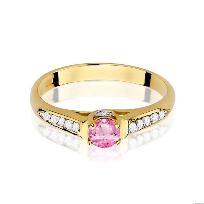 Pierścionek W0016 Różowy Topaz 0,30ct żółte złoto 375
