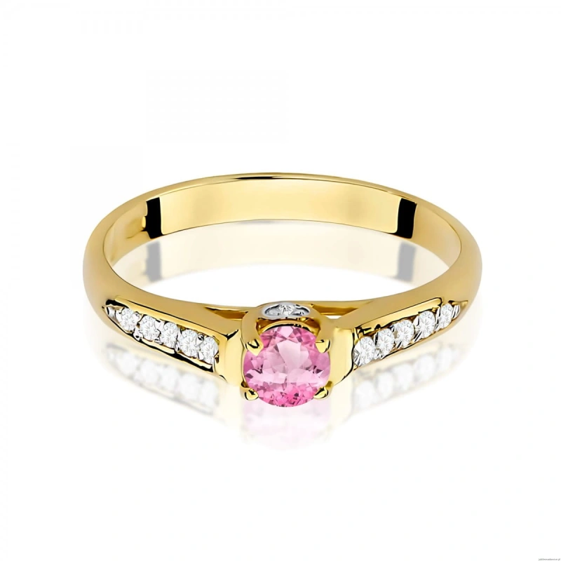 Pierścionek W0016 Różowy Topaz 0,30ct żółte złoto 375