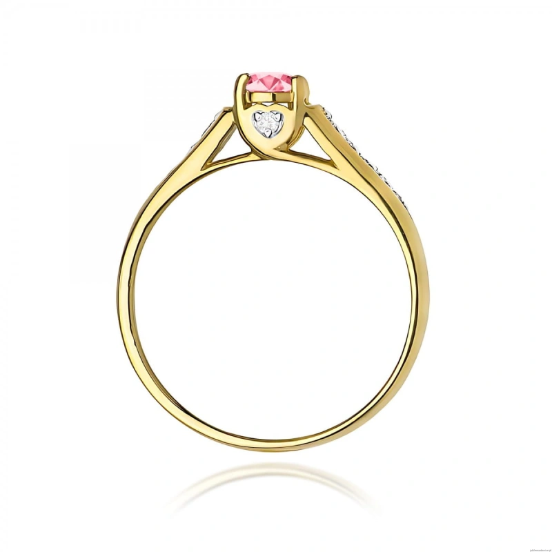 Pierścionek W0016 Różowy Topaz 0,30ct żółte złoto 375