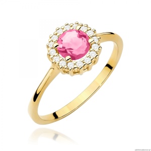 Pierścionek W0572 Różowy Topaz 0,60ct żółte złoto 375