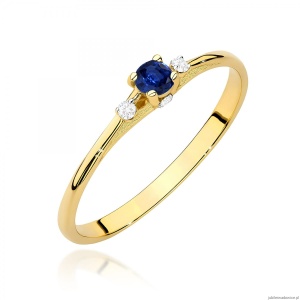 Pierścionek W0614 Szafir 0,15ct zółte złoto 375
