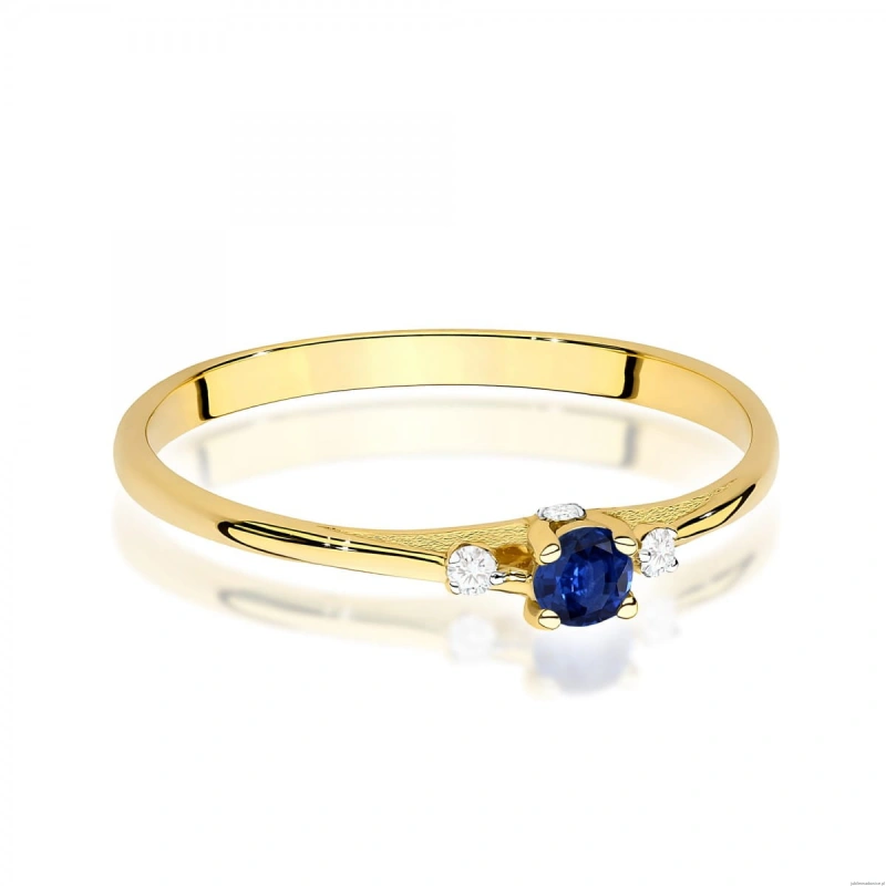 Pierścionek W0614 Szafir 0,15ct zółte złoto 375