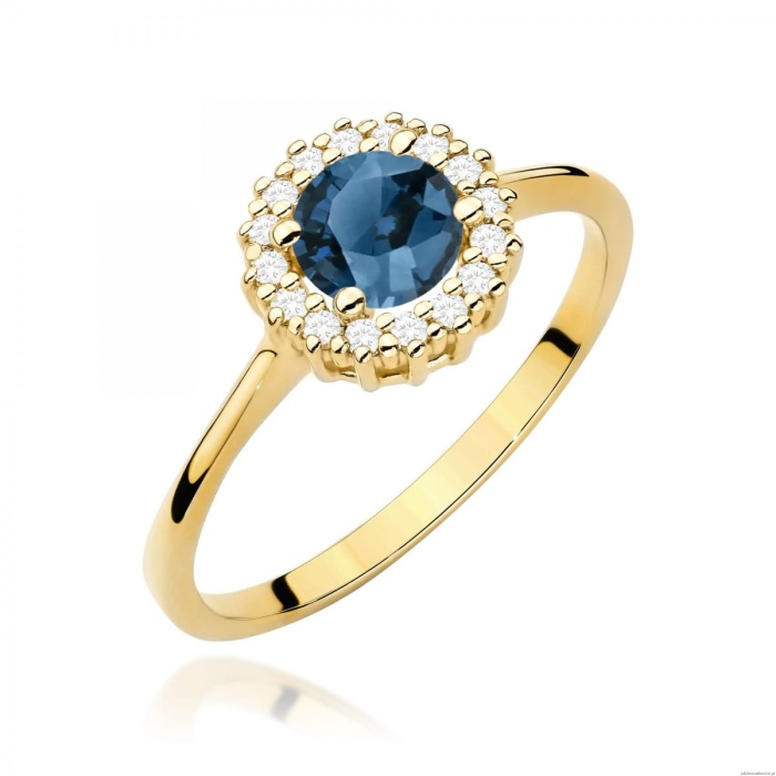 Pierścionek W0572 Topaz London Blue 0,50ct żółte złoto 375
