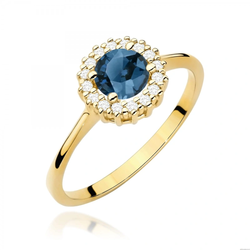 Pierścionek W0572 Topaz London Blue 0,50ct żółte złoto 375