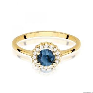 Pierścionek W0572 Topaz London Blue 0,50ct żółte złoto 375