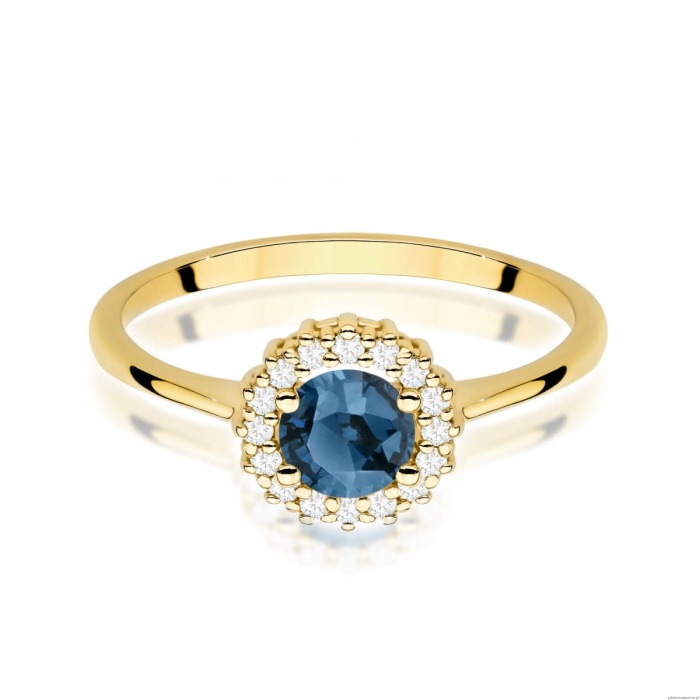 Pierścionek W0572 Topaz London Blue 0,50ct żółte złoto 375