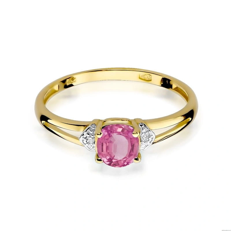 Pierścionek W0039 Różowy Topaz 0,65ct żółte złoto 375