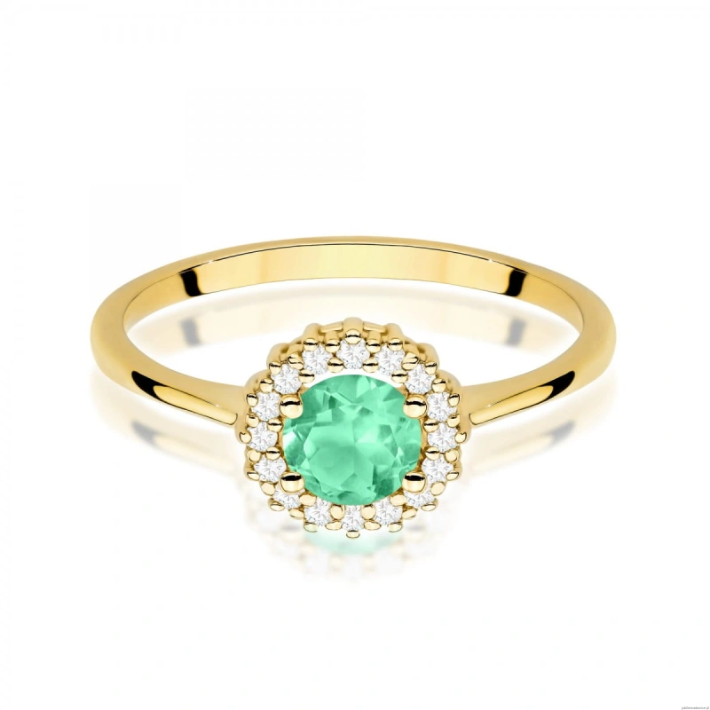 Pierścionek W0572 Szmaragd 0,50ct żółte złoto 375