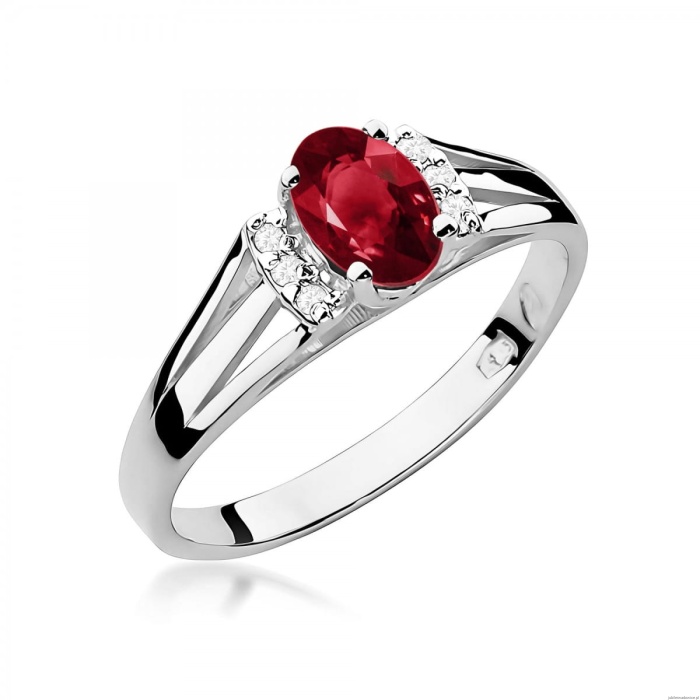 Pierścionek W0005 Granat 0,50ct białe złoto 375