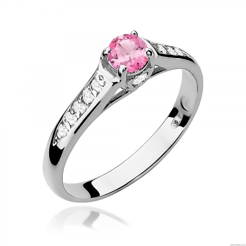 Pierścionek W0016 Różowy Topaz 0,30ct białe złoto 375
