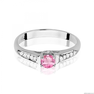 Pierścionek W0016 Różowy Topaz 0,30ct białe złoto 375