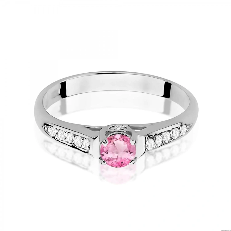 Pierścionek W0016 Różowy Topaz 0,30ct białe złoto 375