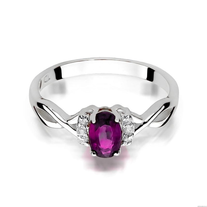 Pierścionek W0019 Rodolit 0,50ct białe złoto 375