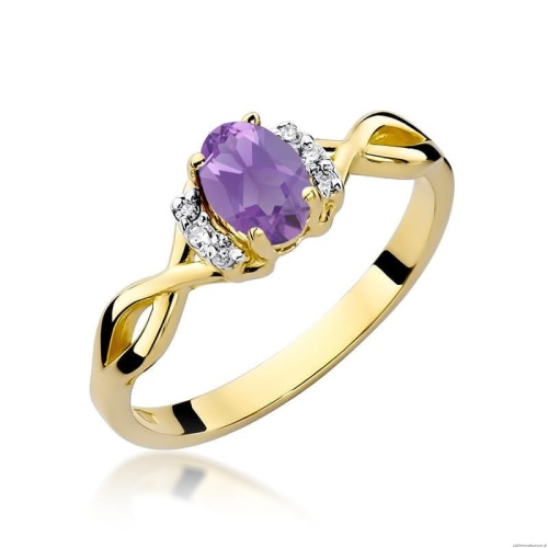 Pierścionek W0019 Ametyst 0,40ct żółte złoto 375
