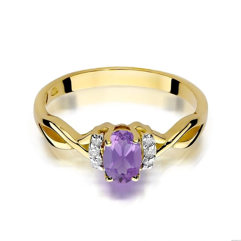 Pierścionek W0019 Ametyst 0,40ct żółte złoto 375