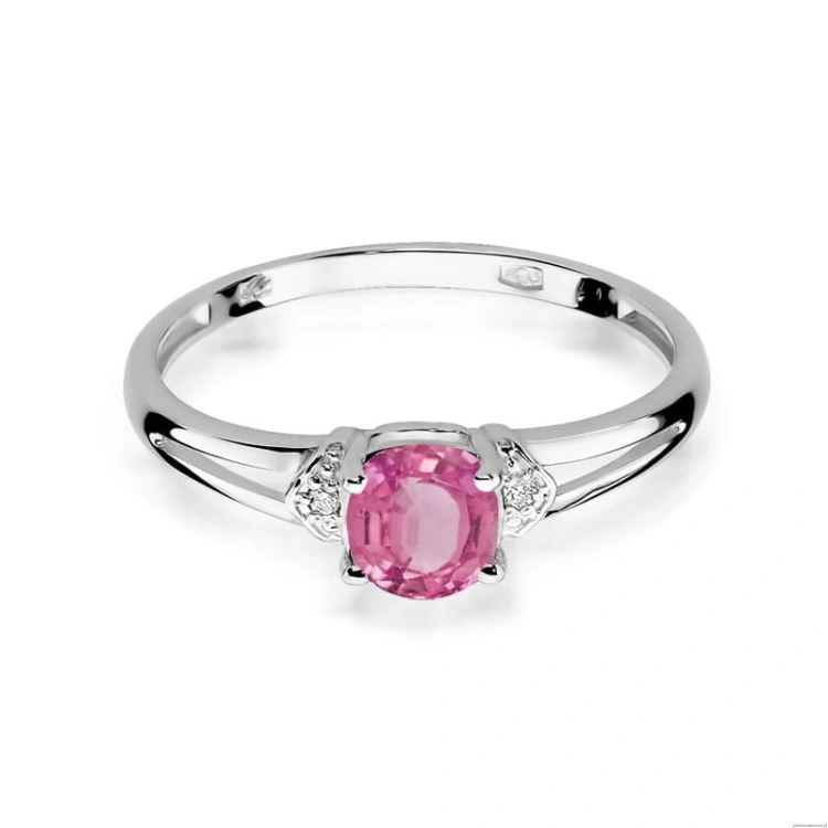 Pierścionek W0039 Różowy Topaz 0,65ct białe złoto 375