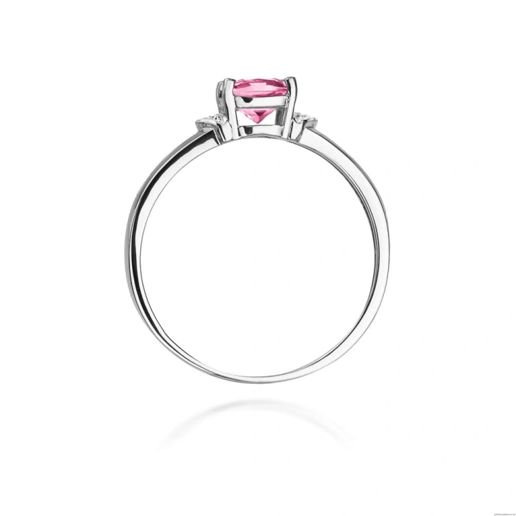 Pierścionek W0039 Różowy Topaz 0,65ct białe złoto 375