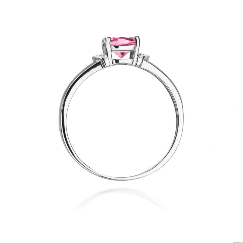 Pierścionek W0039 Różowy Topaz 0,65ct białe złoto 375